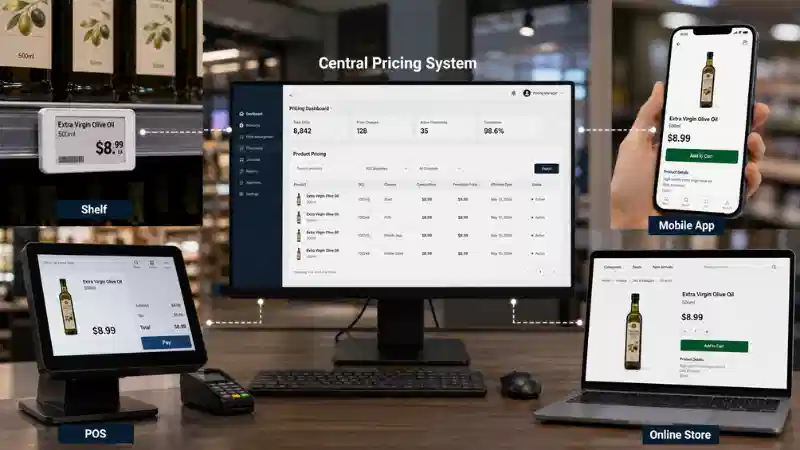 Omnichannel قیمت کی مطابقت: شیلف، POS، ایپ، اور آن لائن قیمتوں کو ہم آہنگ کرنے کا طریقہ